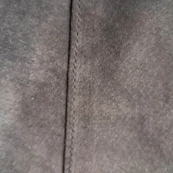 Alfani 100% Real Genuine Suede Leather Midi Skirt Pleats Raw Hem Dark Brown zip - Picture 4 of 7